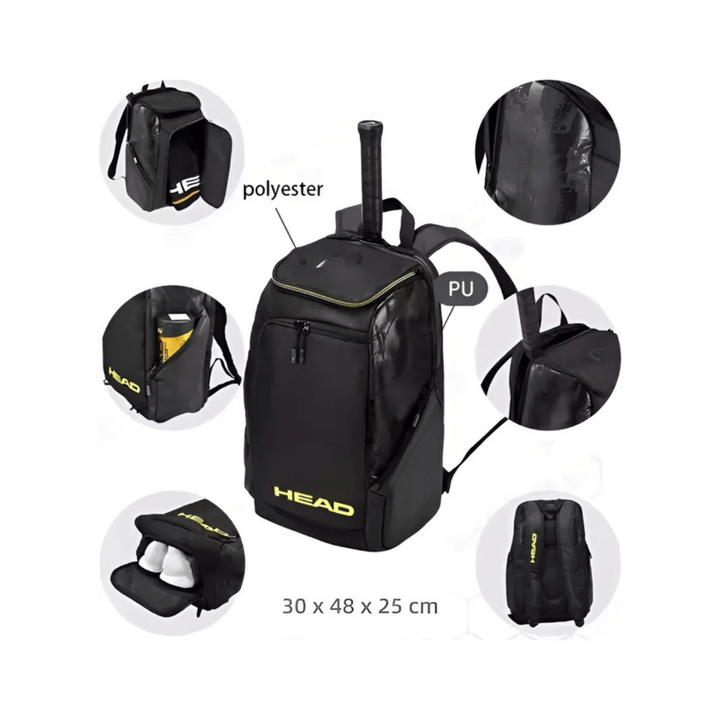 CarryQuest® - Tennistas - Tennis Schoudertas - 2 Rackets + Schoenen + Accessoires - Zwart