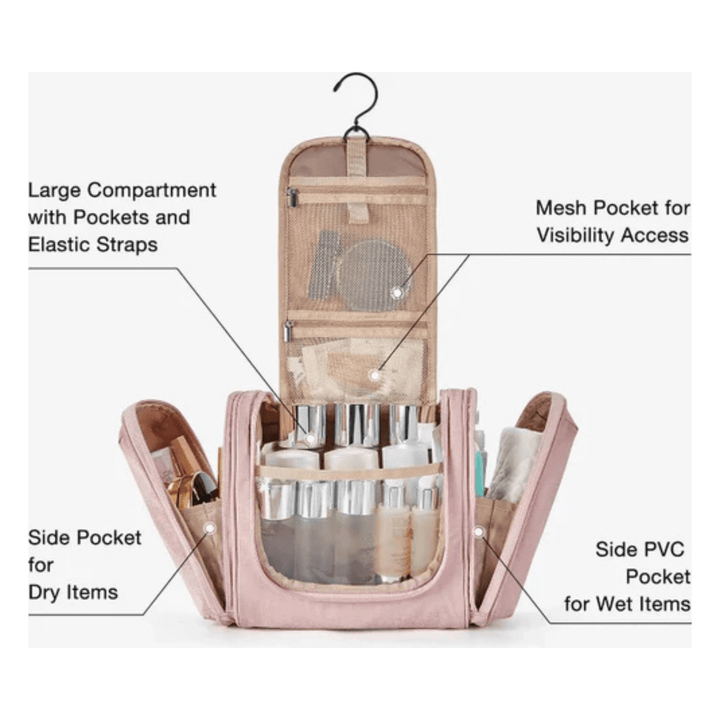 CarryQuest® - Toilettas - Toilettassen - Reistas - Waterdicht - PVC - Transparant - Stijlvol - Grijs