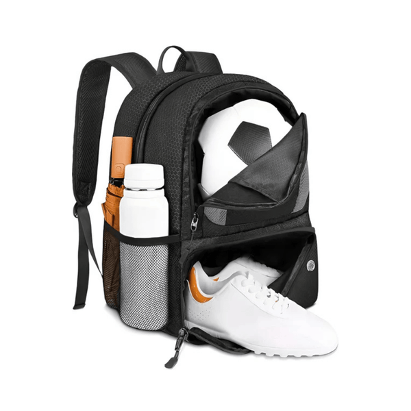 CarryQuest® - Ultieme Voetbaltas - Basketbalrugzak - Waterdicht - Zwart