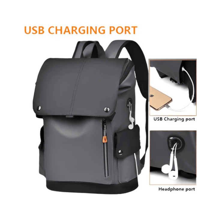 CarryQuest® - USB Oplaadbare Stadsrugzak - Waterdicht Capaciteit 20 - 35 liter - Zwart/Grijs
