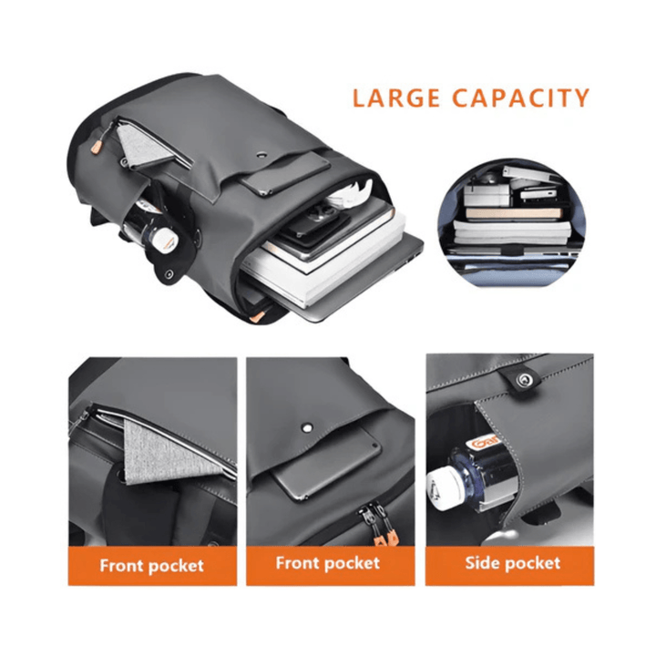 CarryQuest® - USB Oplaadbare Stadsrugzak - Waterdicht Capaciteit 20 - 35 liter - Zwart/Grijs