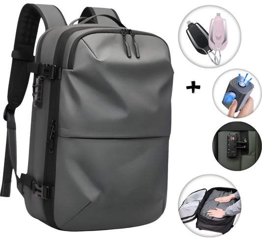 CarryQuest® - Vacuum Rugzak Pro1 - Inclusief Pomp - Ultieme Uitbreidbare Airback - Vacuum Rugzak - 60L - Donker Grijs – Waterdicht backpack - 24 inch Koffer Capaciteit - slot - 17”...CarryQuestsimple