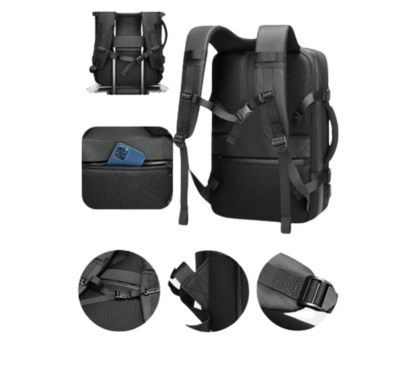 CarryQuest® - Vacuum Rugzak RZ/TX - USB Uitgang – Handbagage - ZwartCarryQuest