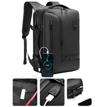 CarryQuest® - Vacuum Rugzak RZ/TX - USB Uitgang – Handbagage - ZwartCarryQuest