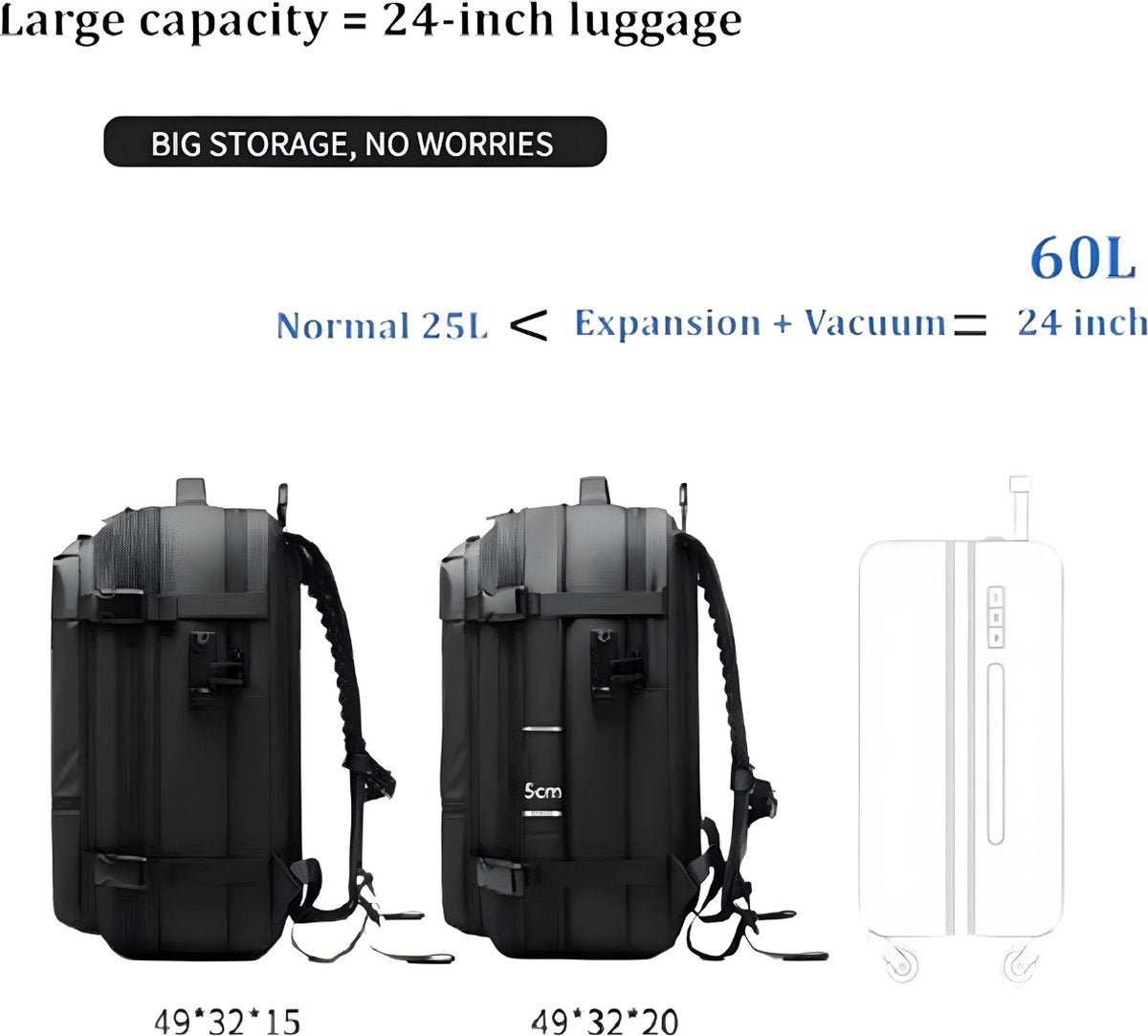 CarryQuest® - Vacuum Rugzak Zen - Draadloze Pomp - 3 KleurenCarryQuest