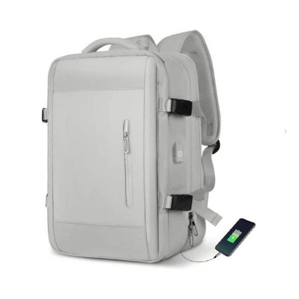 CarryQuest® - Veelzijdige en stijlvolle unisex reis - /weekendtas rugzak - USB - uitgang - 17 inch laptopvak - Grijs