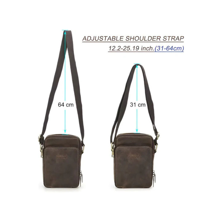 CarryQuest® - Vintage Echt Lederen Schoudertas Heren - Handtas - Verstelbaar - Legergroen