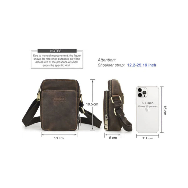 CarryQuest® - Vintage Echt Lederen Schoudertas Heren - Handtas - Verstelbaar - Legergroen