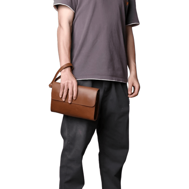 CarryQuest® - Vintage Heren Clutch - Telefoon Tas - Bruin