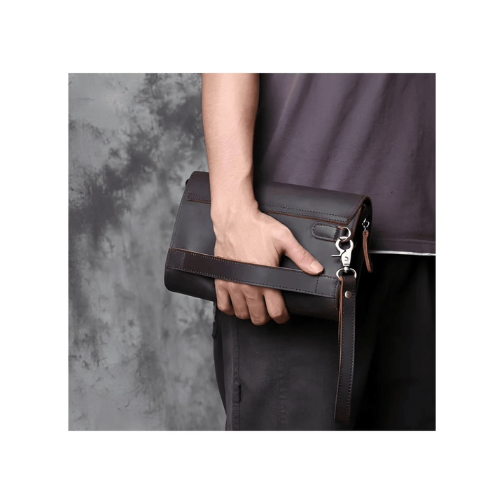 CarryQuest® - Vintage Heren Clutch - Telefoon Tas - Zwart