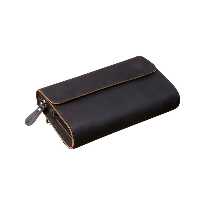 CarryQuest® - Vintage Heren Clutch - Telefoon Tas - Zwart