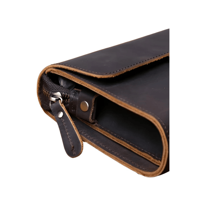 CarryQuest® - Vintage Heren Clutch - Telefoon Tas - Zwart
