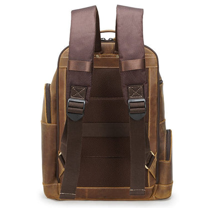 CarryQuest® Vintage Leer Backpack - 20 - 35 Liter - Laptop 15,6" - Rijk Bruin/Donkerbruin - Waterafstotend - USB OplaadpoortCarryQuest®simpleNiet Klaar