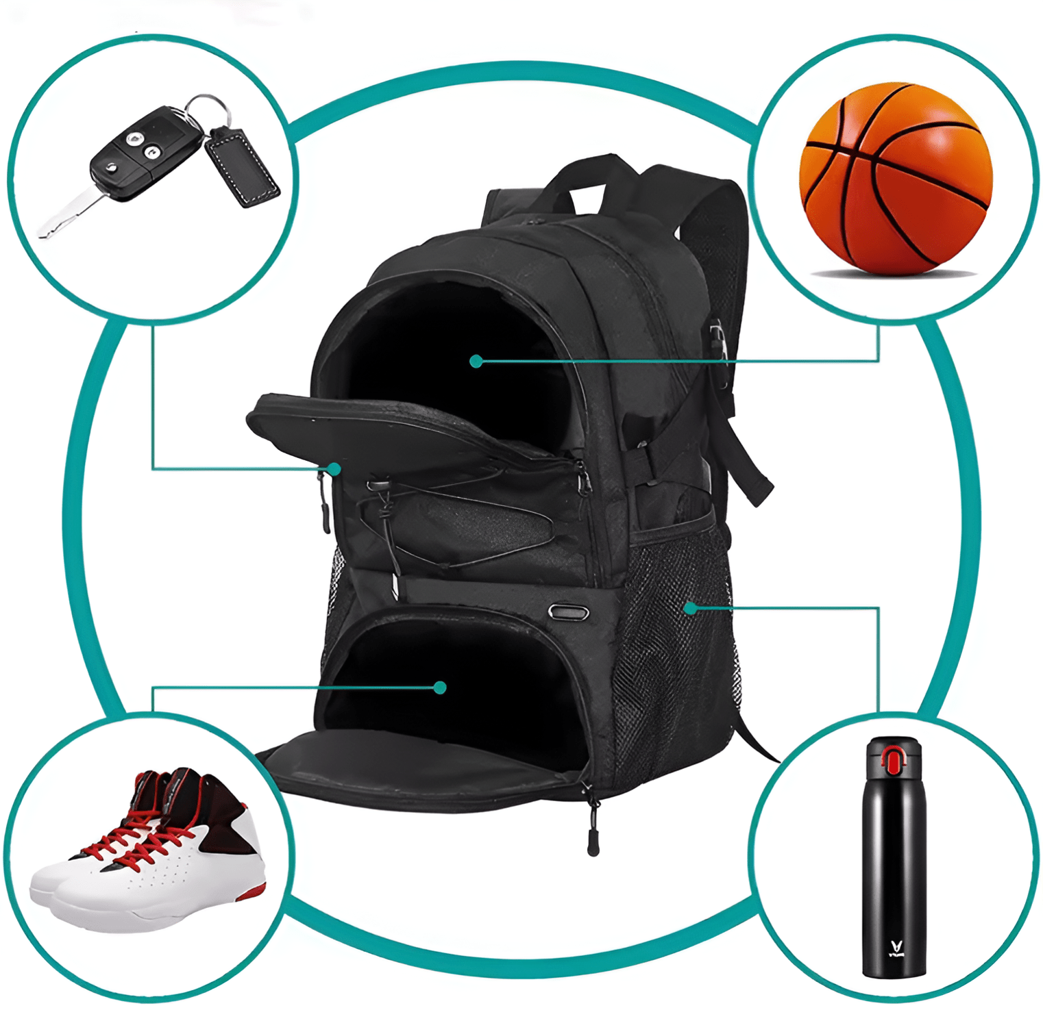 CarryQuest® - Voetbal Basketbal Rugzak - Sporttas - Schoenenvak - 8 Kleuren - CarryQuest