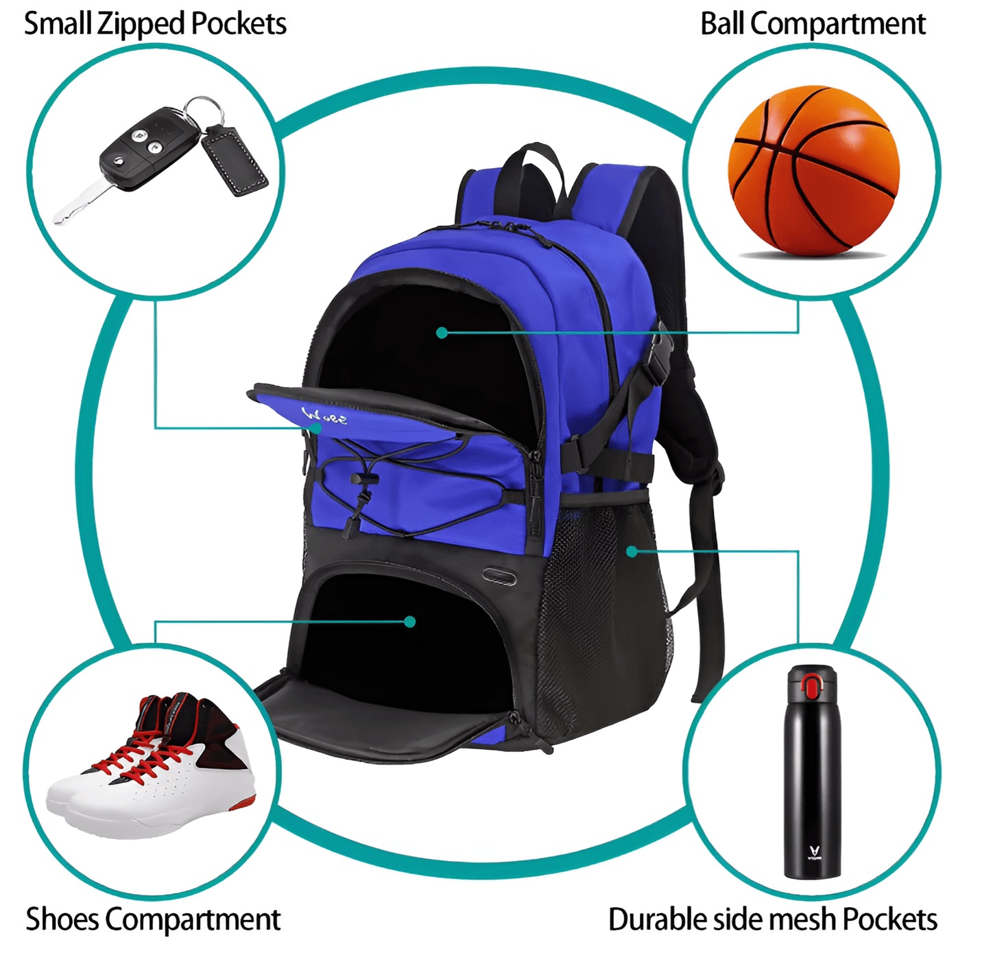 CarryQuest® - Voetbal Basketbal Rugzak - Sporttas - Schoenenvak - 8 Kleuren - CarryQuest