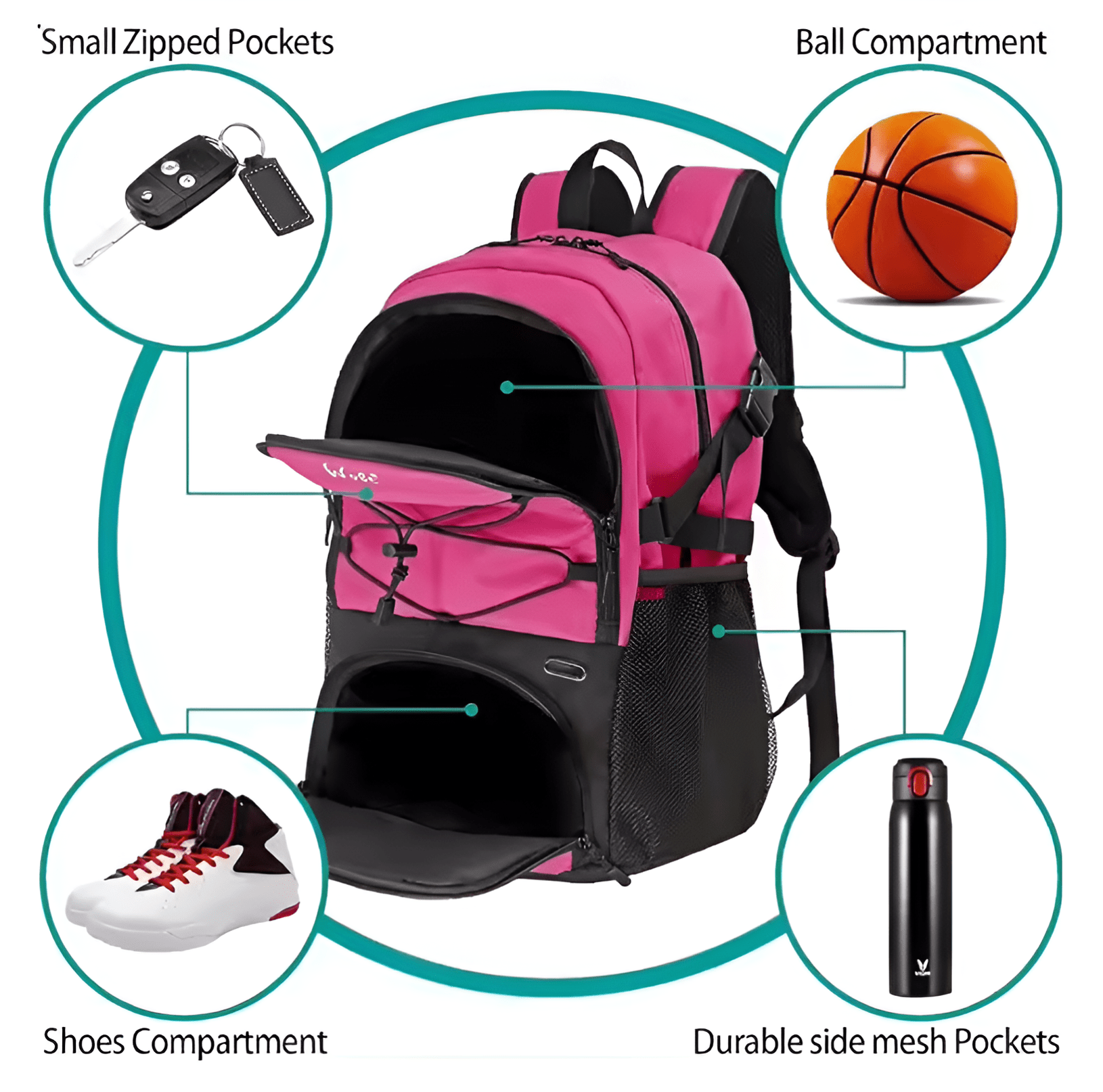 CarryQuest® - Voetbal Basketbal Rugzak - Sporttas - Schoenenvak - 8 Kleuren - CarryQuest