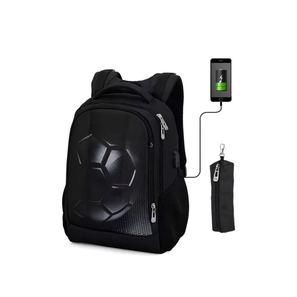 CarryQuest® - Voetbalrugzak - USB Oplaadpoort - Waterbestendig - Zwart
