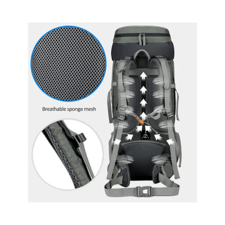 CarryQuest® - wandelrugzak - 75L Camping - Hiking Rugzak – Waterbestendig - Lichtgewicht - Paars