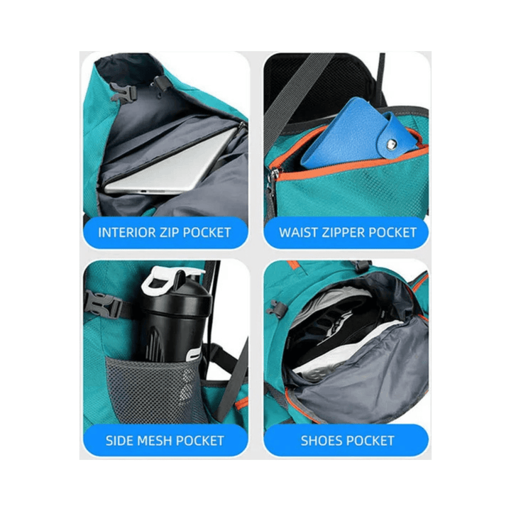 CarryQuest® - Wandelrugzak - Rugzakken - 60L - Waterdicht - Outdoor - Wandelen - Zwart