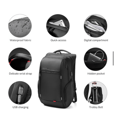 CarryQuest® - Waterdichte Laptop Rugzak - USB Oplaadbaar - 15.6 - 17.3 inch - ZwartCarryQuestsimple