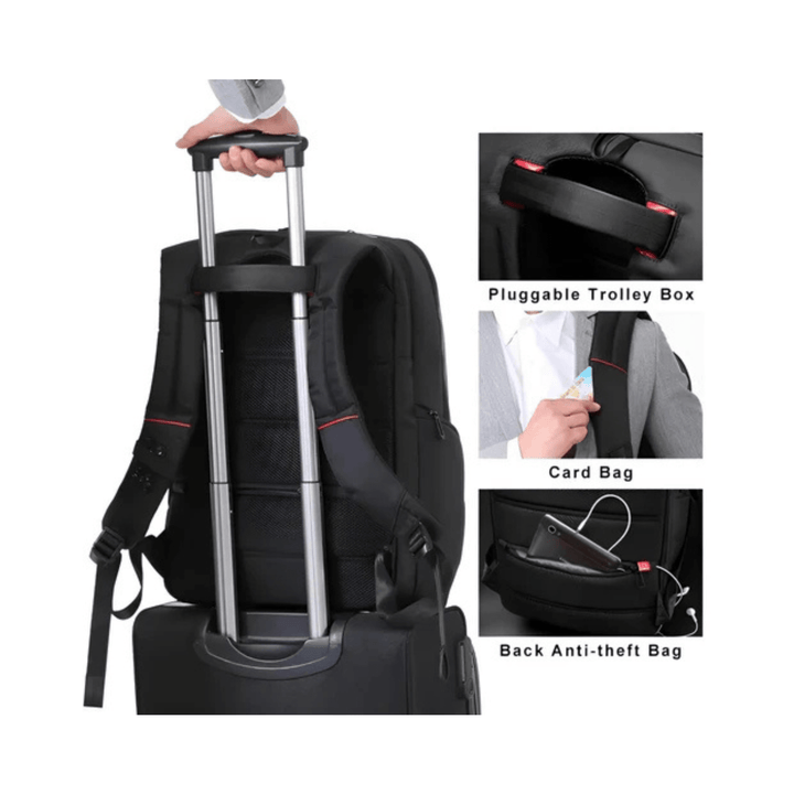 CarryQuest® - Waterdichte Laptop Rugzak - USB Oplaadbaar - 15.6 - 17.3 inch - Zwart