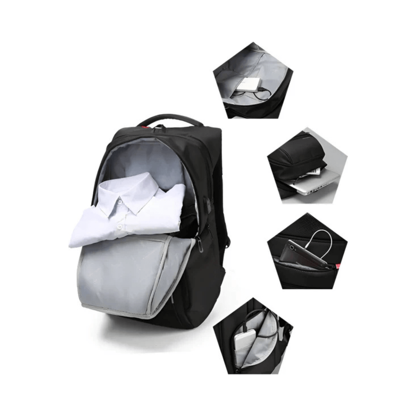 CarryQuest® - Waterdichte Laptop Rugzak - USB Oplaadbaar - 15.6 - 17.3 inch - ZwartCarryQuestsimple