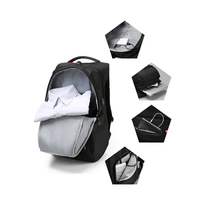 CarryQuest® - Waterdichte Laptop Rugzak - USB Oplaadbaar - 15.6 - 17.3 inch - Zwart