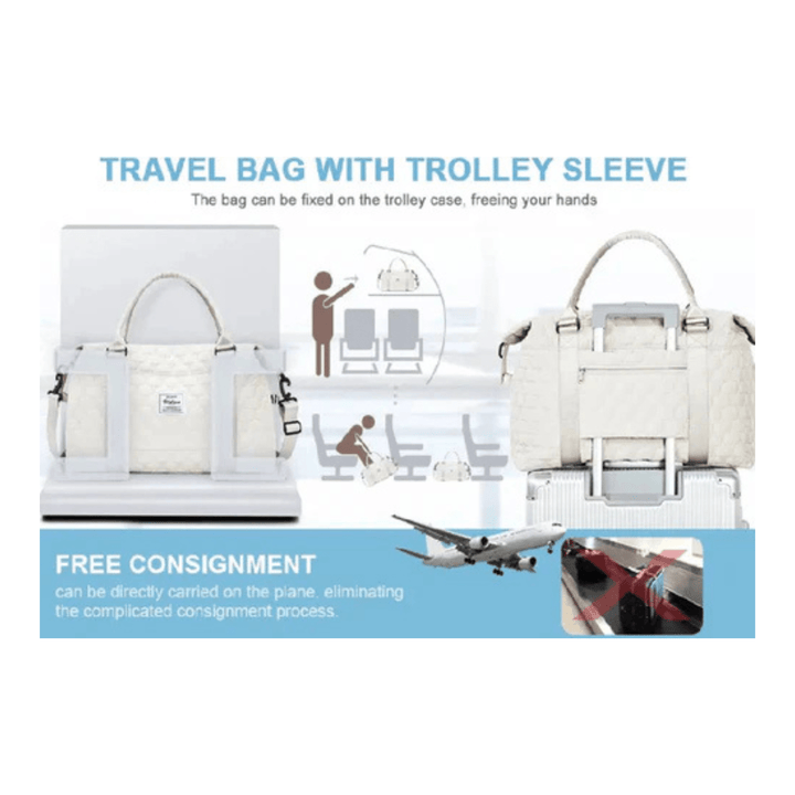 CarryQuest® - Weekender Handbagage - Natte tas - Zacht - Handbagage - Wit