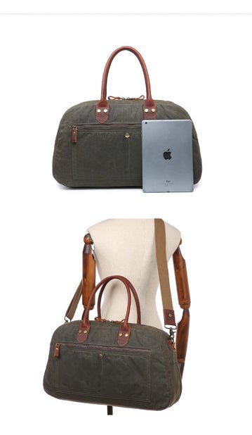 CarryQuest® Weekendtas Canvas - 50x29x12cm - Khaki - Stijlvol & Ruim - Perfect voor ReizenCarryQuestReis - /Weekendtas03