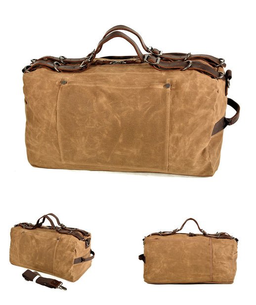 CarryQuest® Zwarte Gewaxt Canvas Weekendtas - 50x25x25cm - Ruim & Duurzaam - Ideaal voor Reizen & SportCarryQuestReis - /Weekendtas03