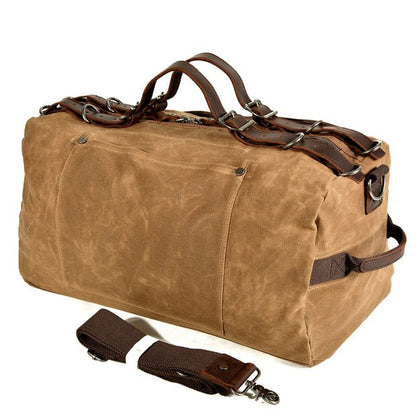 CarryQuest® Zwarte Gewaxt Canvas Weekendtas - 50x25x25cm - Ruim & Duurzaam - Ideaal voor Reizen & SportCarryQuestReis - /Weekendtas03