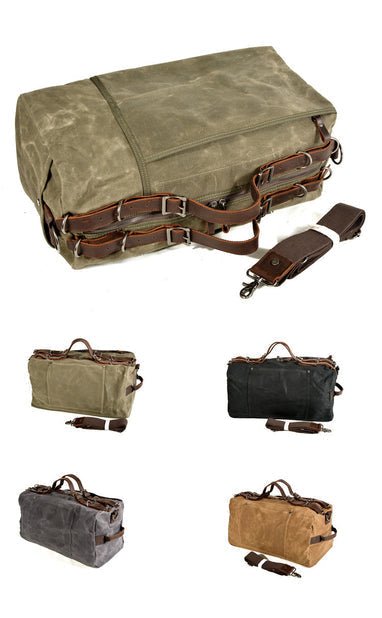 CarryQuest® Zwarte Gewaxt Canvas Weekendtas - 50x25x25cm - Ruim & Duurzaam - Ideaal voor Reizen & SportCarryQuestReis - /Weekendtas03