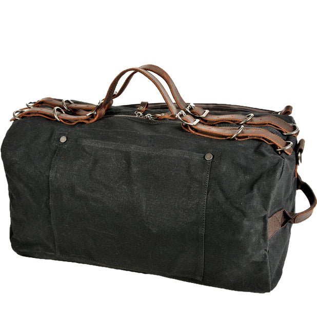 CarryQuest® Zwarte Gewaxt Canvas Weekendtas - 50x25x25cm - Ruim & Duurzaam - Ideaal voor Reizen & SportCarryQuestReis - /Weekendtas03