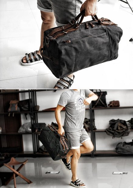 CarryQuest® Zwarte Gewaxt Canvas Weekendtas - 50x25x25cm - Ruim & Duurzaam - Ideaal voor Reizen & SportCarryQuestReis - /Weekendtas03