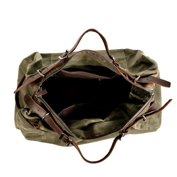CarryQuest® Zwarte Gewaxt Canvas Weekendtas - 50x25x25cm - Ruim & Duurzaam - Ideaal voor Reizen & SportCarryQuestReis - /Weekendtas03