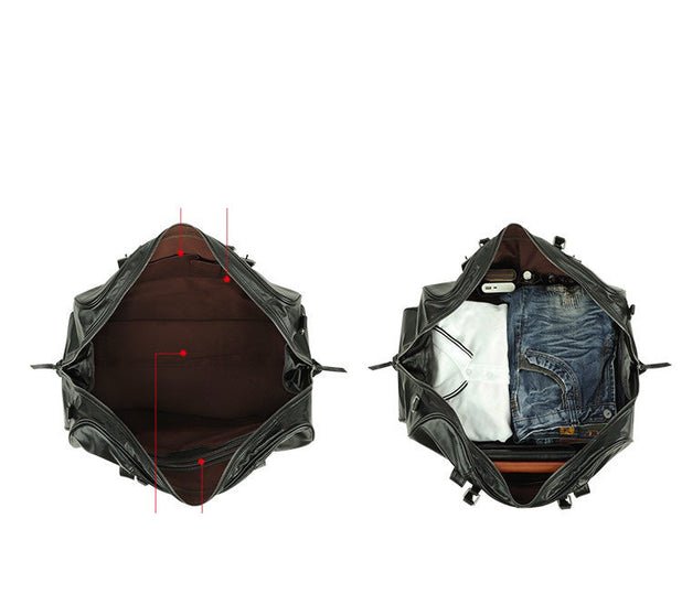 CarryQuest® Zwarte Lederen Weekendtas – Ruim – Italiaans Runderleer – 56x26x27cmCarryQuestReis - /WeekendtasDone