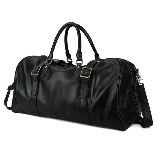 CarryQuest® Zwarte Lederen Weekendtas – Ruim – Italiaans Runderleer – 56x26x27cmCarryQuestReis - /WeekendtasDone