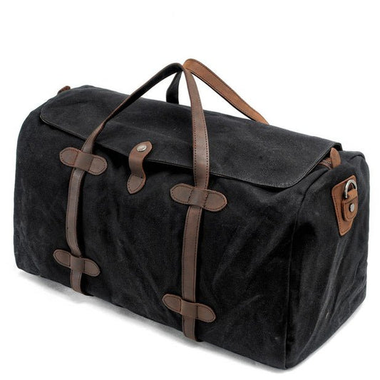 CarryQuest® Zwarte Waterdichte Canvas Weekendtas – 54x30x22cm – Stijlvol & PraktischCarryQuestReis - /WeekendtasCanvasTas