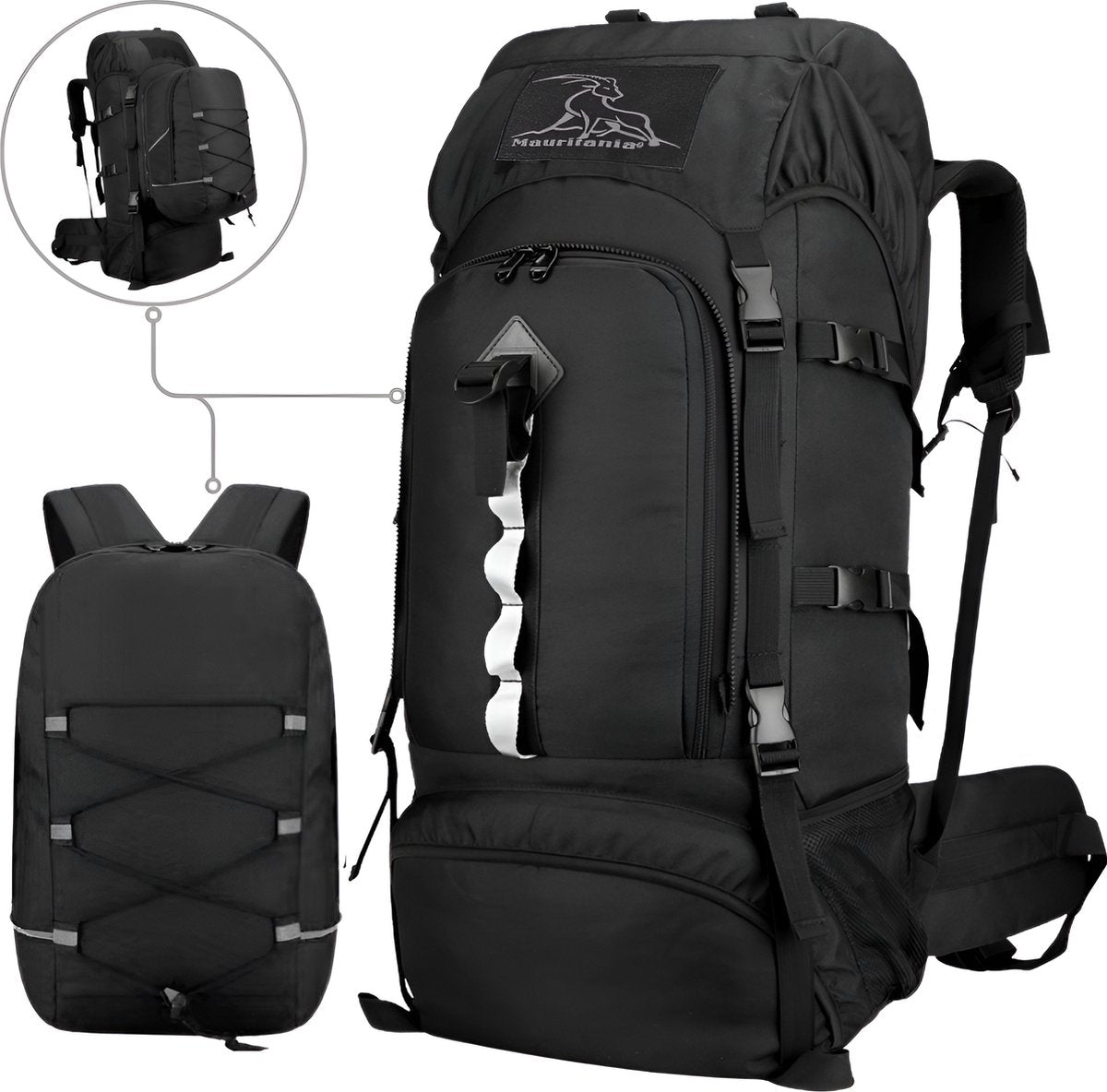 Mauritania® – 2in1 Hiking Backpack – 70L tot 100L – Ingebouwde Regenhoes