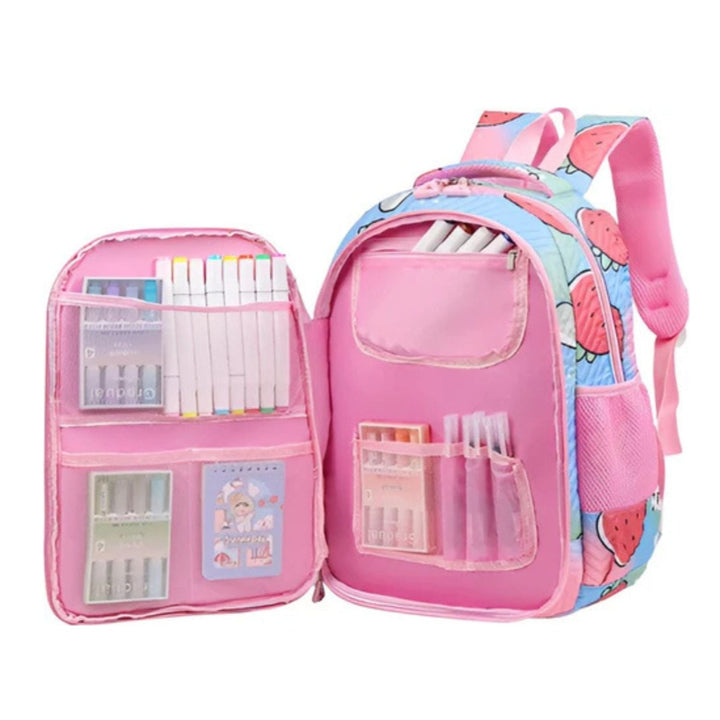 CarryQuest® - Nieuwe Schattige Aardbei Rugzak - 16 inch en Waterafstotend - Licht Roze